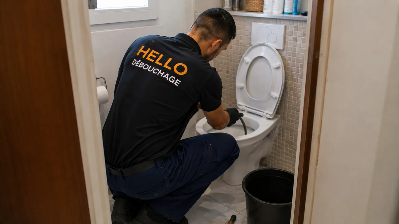 Technicien Hello Débouchage débouchant un WC au furet dans un pavillon à Marseille 13013 (Château-Gombert)
